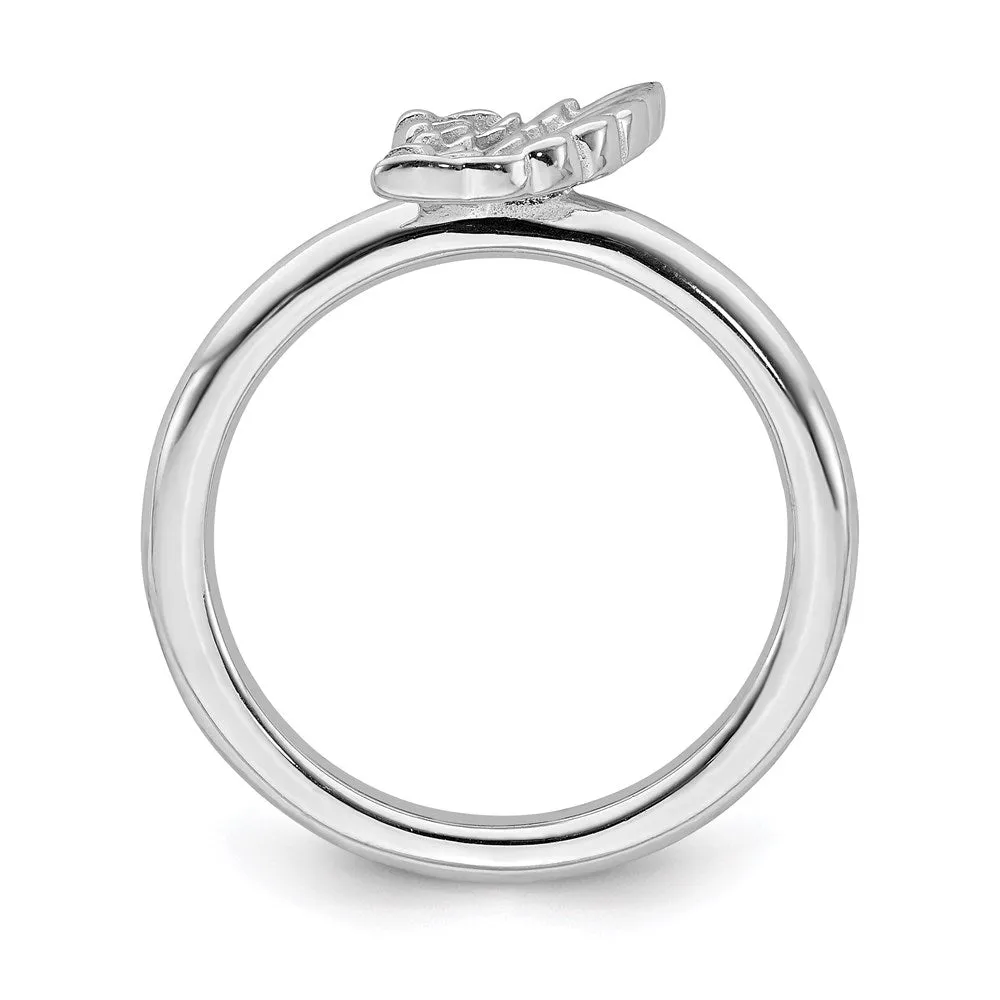 Stackable Expressions Jewelry Sterling Silver Stackable Expressions Rhodium Angel Wing Ring | QSK1986