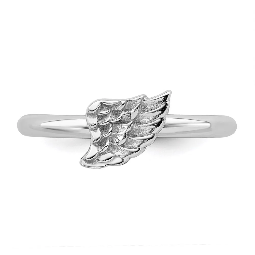 Stackable Expressions Jewelry Sterling Silver Stackable Expressions Rhodium Angel Wing Ring | QSK1986