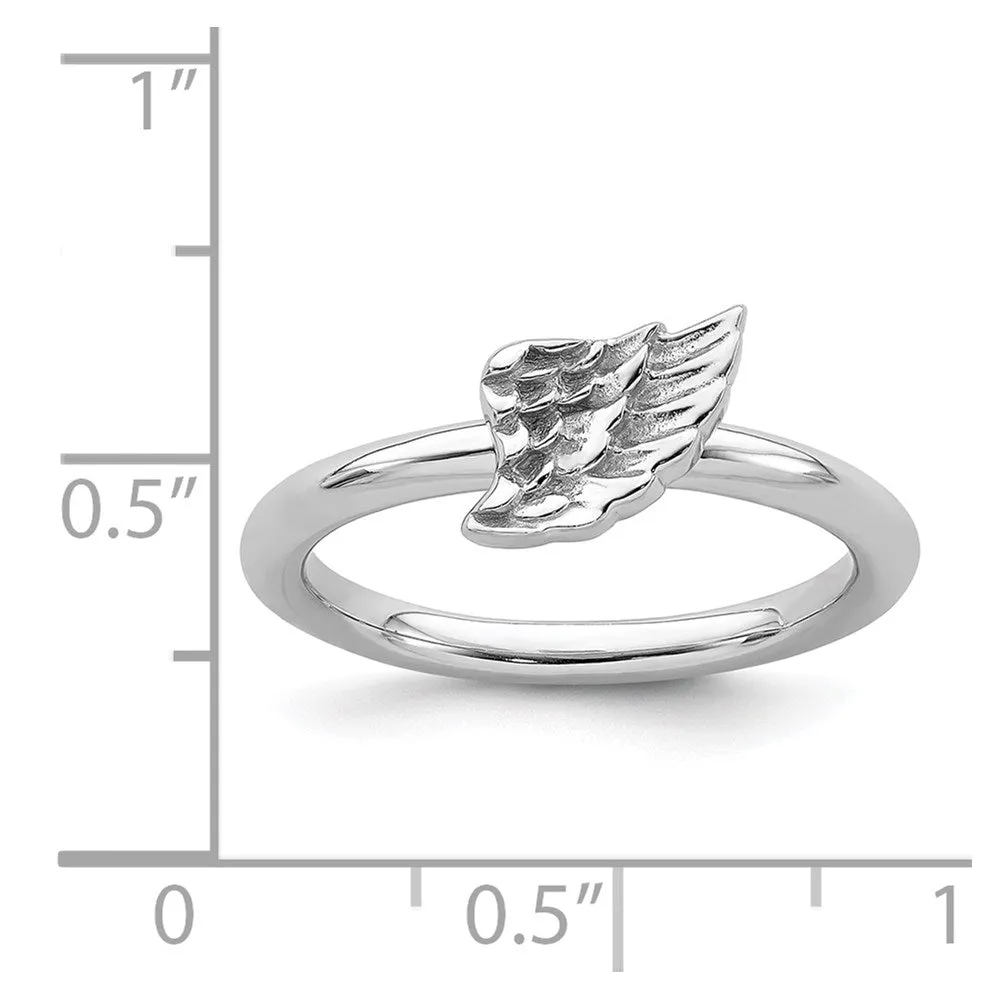 Stackable Expressions Jewelry Sterling Silver Stackable Expressions Rhodium Angel Wing Ring | QSK1986