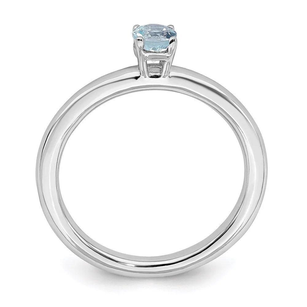 Stackable Expressions Jewelry Sterling Silver Stackable Expressions Rhodium Aquamarine Ring | QSK190