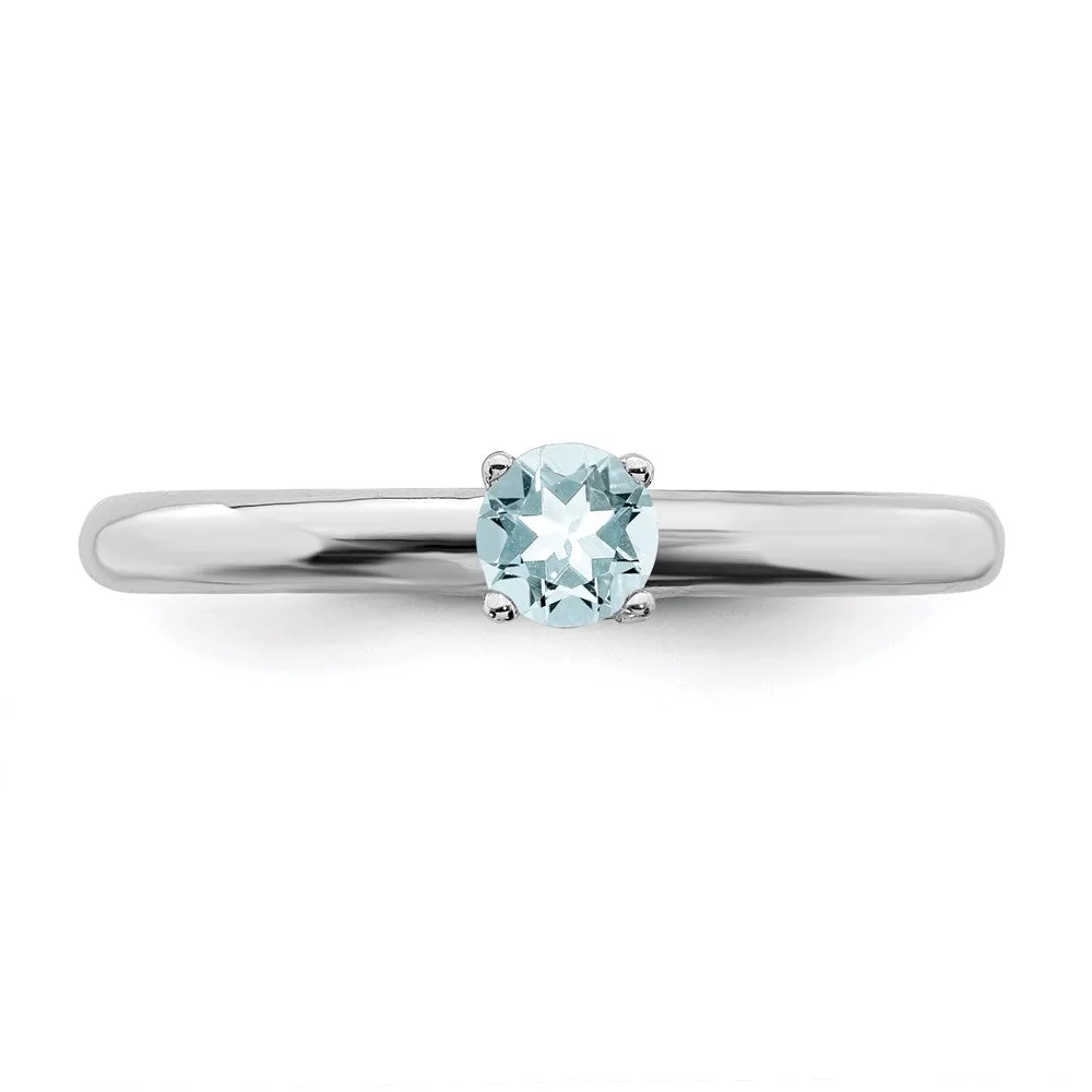 Stackable Expressions Jewelry Sterling Silver Stackable Expressions Rhodium Aquamarine Ring | QSK190