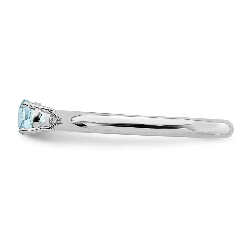 Stackable Expressions Jewelry Sterling Silver Stackable Expressions Rhodium Aquamarine Ring | QSK190