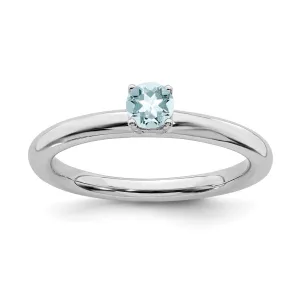Stackable Expressions Jewelry Sterling Silver Stackable Expressions Rhodium Aquamarine Ring | QSK190