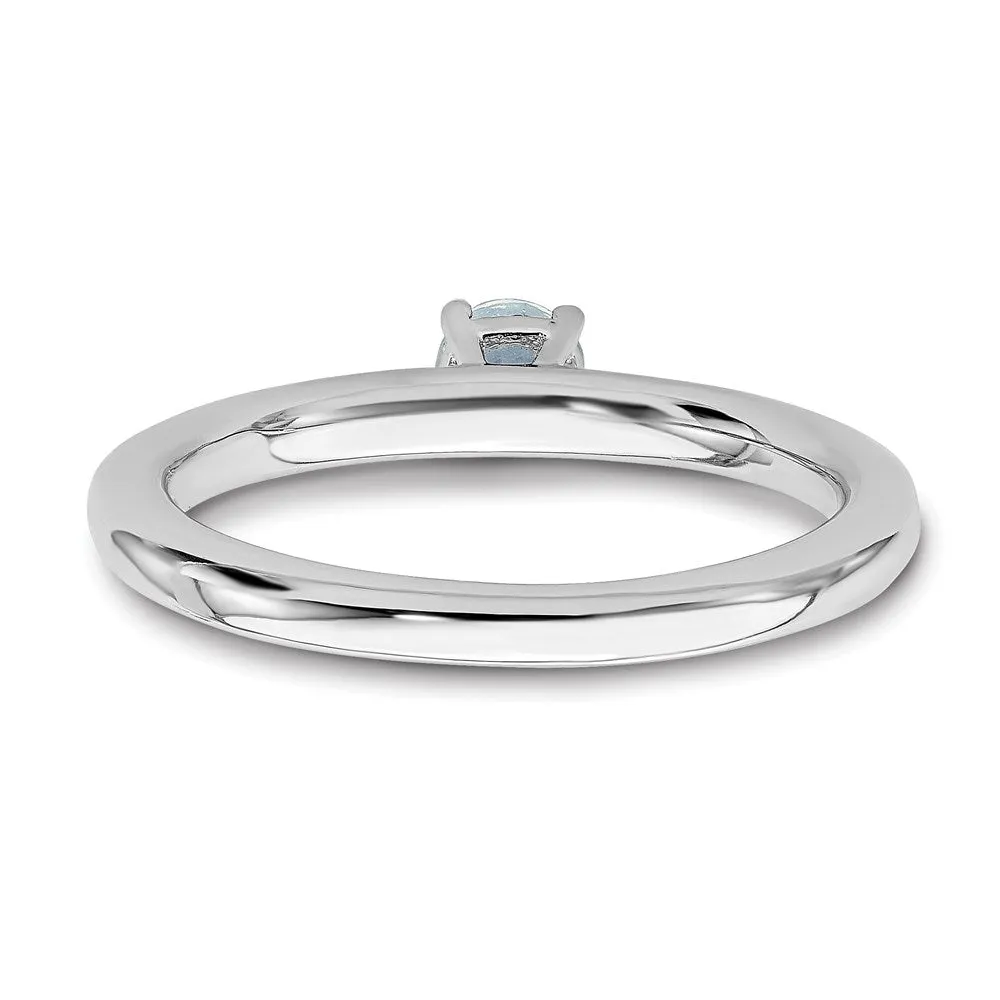Stackable Expressions Jewelry Sterling Silver Stackable Expressions Rhodium Aquamarine Ring | QSK190