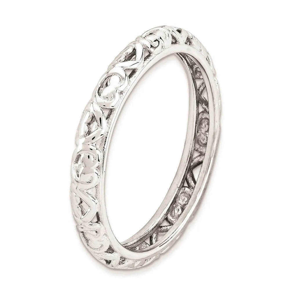 Stackable Expressions Jewelry Sterling Silver Stackable Expressions Rhodium Carved Ring | QSK1611
