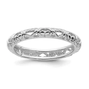 Stackable Expressions Jewelry Sterling Silver Stackable Expressions Rhodium Carved Ring | QSK1611