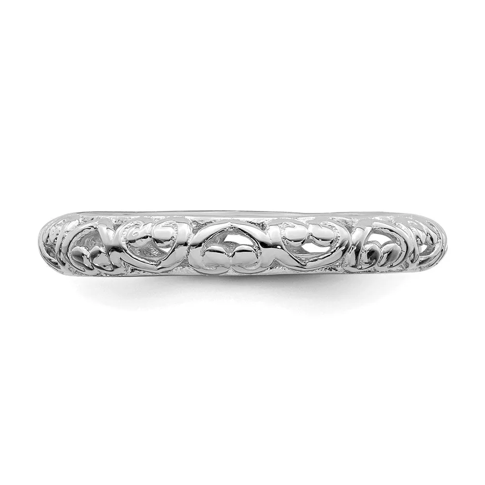 Stackable Expressions Jewelry Sterling Silver Stackable Expressions Rhodium Carved Ring | QSK1611