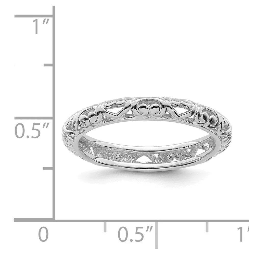 Stackable Expressions Jewelry Sterling Silver Stackable Expressions Rhodium Carved Ring | QSK1611