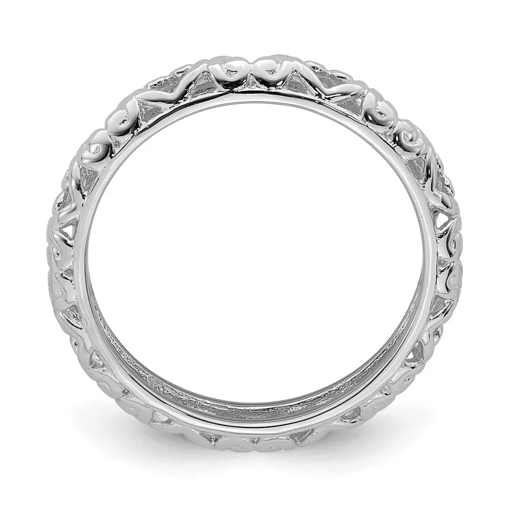 Stackable Expressions Jewelry Sterling Silver Stackable Expressions Rhodium Carved Ring | QSK1611