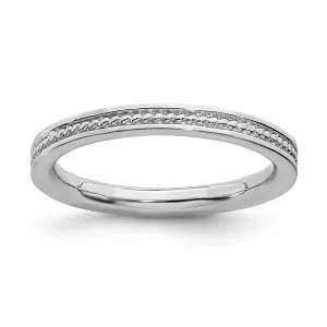 Stackable Expressions Jewelry Sterling Silver Stackable Expressions Rhodium Channeled Ring | QSK1619