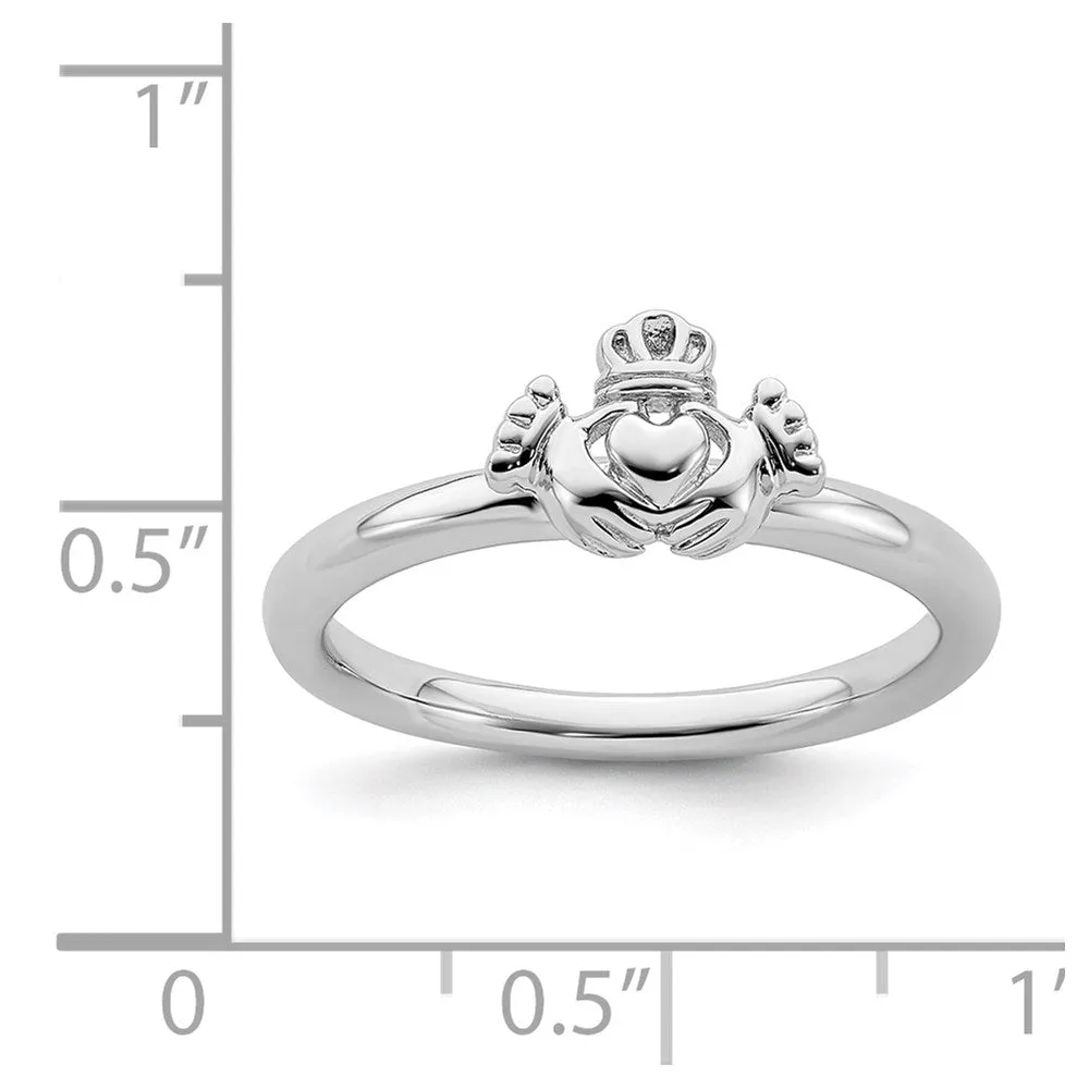 Stackable Expressions Jewelry Sterling Silver Stackable Expressions Rhodium Claddagh Ring | QSK1946