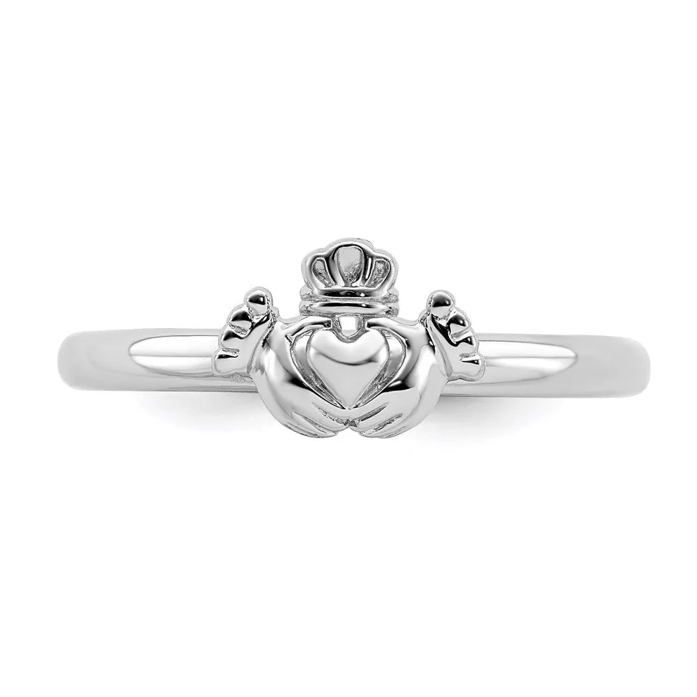 Stackable Expressions Jewelry Sterling Silver Stackable Expressions Rhodium Claddagh Ring | QSK1946