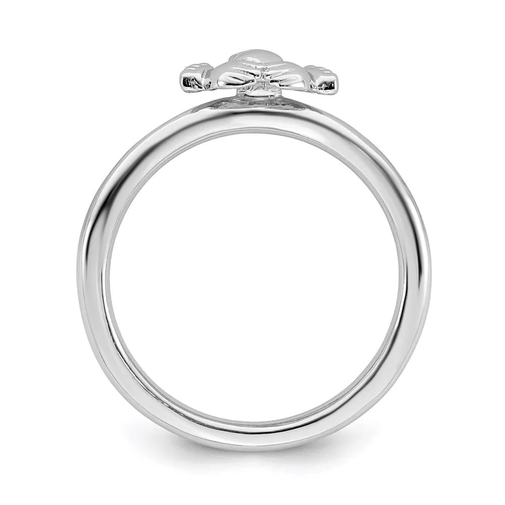 Stackable Expressions Jewelry Sterling Silver Stackable Expressions Rhodium Claddagh Ring | QSK1946