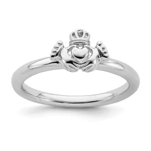 Stackable Expressions Jewelry Sterling Silver Stackable Expressions Rhodium Claddagh Ring | QSK1946