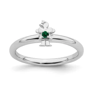 Stackable Expressions Jewelry Sterling Silver Stackable Expressions Rhodium Cr. Emerald Girl Ring | QSK1927