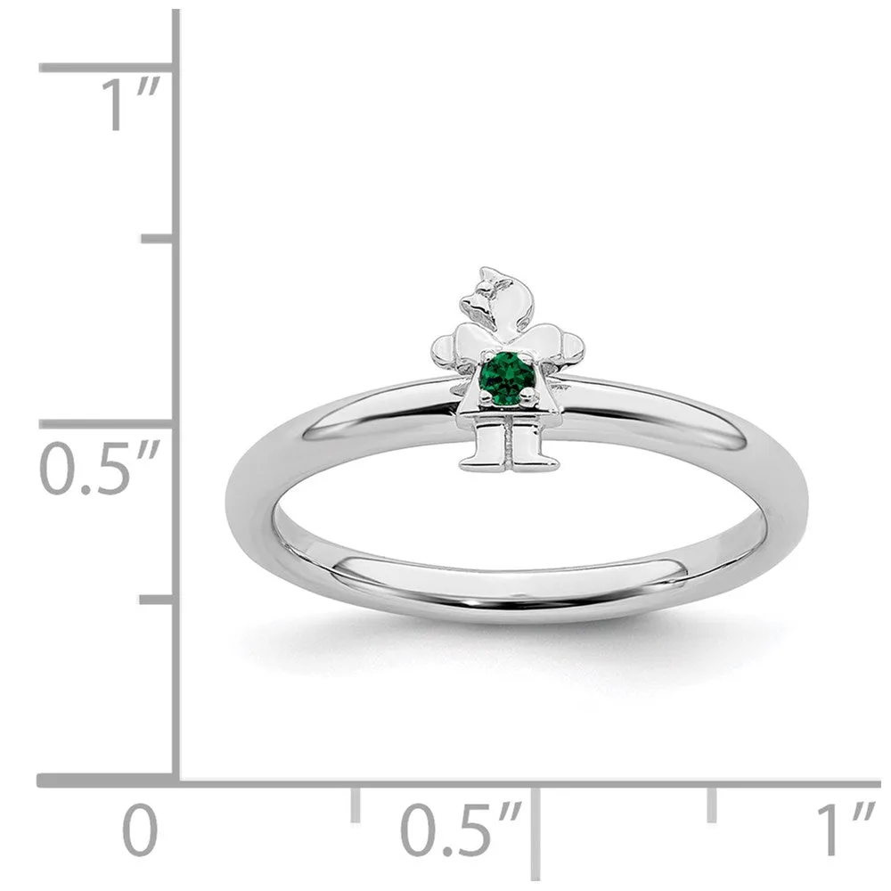Stackable Expressions Jewelry Sterling Silver Stackable Expressions Rhodium Cr. Emerald Girl Ring | QSK1927