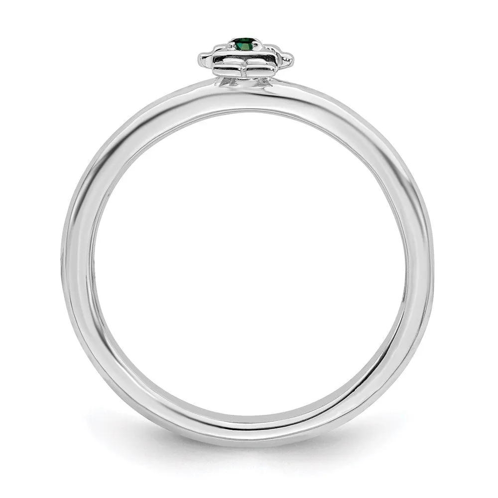 Stackable Expressions Jewelry Sterling Silver Stackable Expressions Rhodium Cr. Emerald Girl Ring | QSK1927