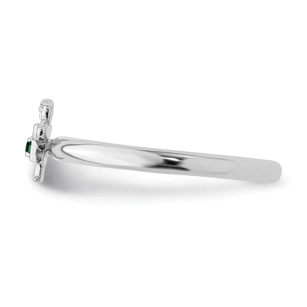 Stackable Expressions Jewelry Sterling Silver Stackable Expressions Rhodium Cr. Emerald Girl Ring | QSK1927