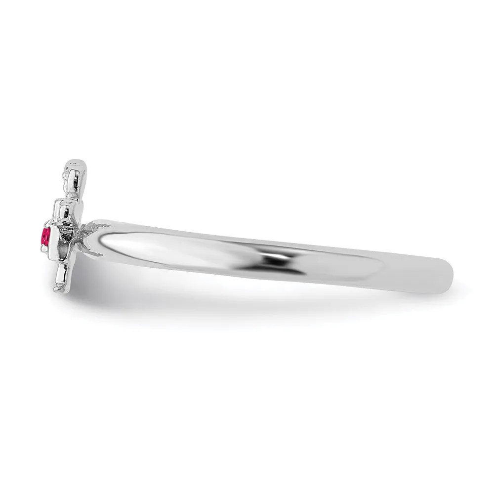 Stackable Expressions Jewelry Sterling Silver Stackable Expressions Rhodium Cr. Ruby Girl Ring | QSK1929