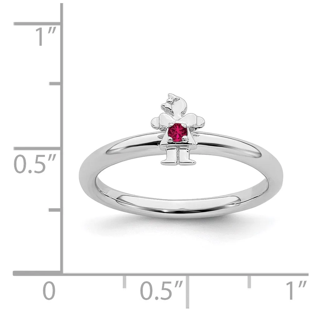 Stackable Expressions Jewelry Sterling Silver Stackable Expressions Rhodium Cr. Ruby Girl Ring | QSK1929