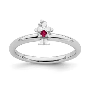 Stackable Expressions Jewelry Sterling Silver Stackable Expressions Rhodium Cr. Ruby Girl Ring | QSK1929