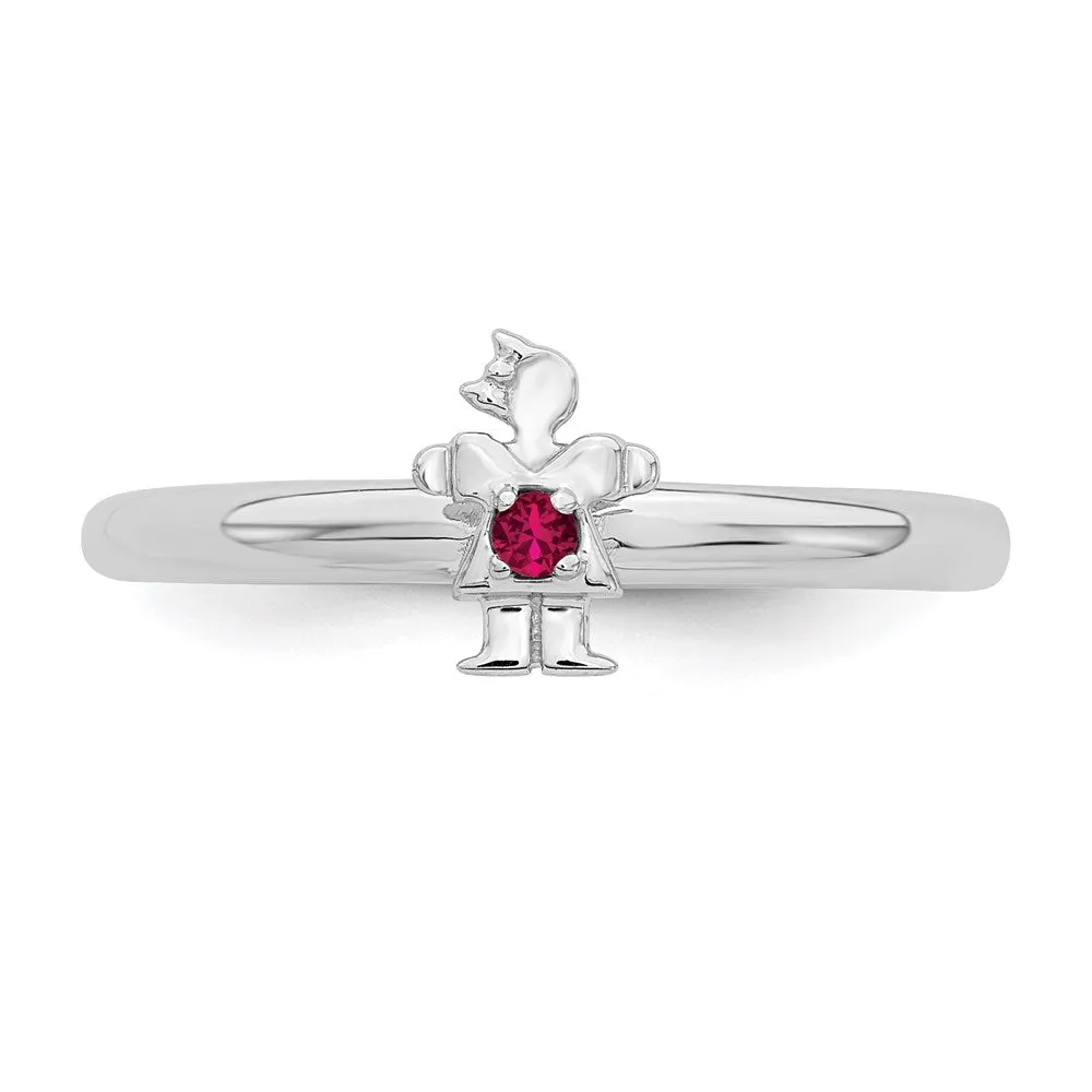 Stackable Expressions Jewelry Sterling Silver Stackable Expressions Rhodium Cr. Ruby Girl Ring | QSK1929