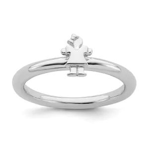 Stackable Expressions Jewelry Sterling Silver Stackable Expressions Rhodium Girl Ring | QSK1936