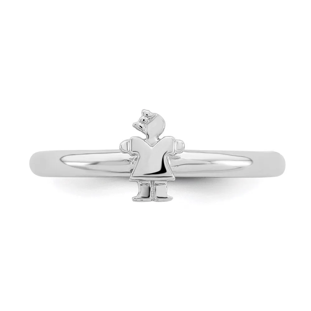 Stackable Expressions Jewelry Sterling Silver Stackable Expressions Rhodium Girl Ring | QSK1936