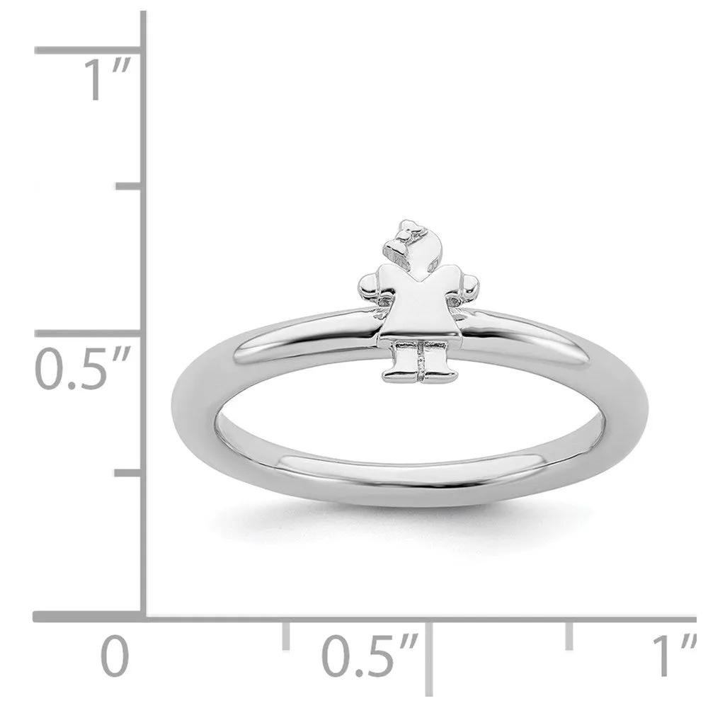 Stackable Expressions Jewelry Sterling Silver Stackable Expressions Rhodium Girl Ring | QSK1936