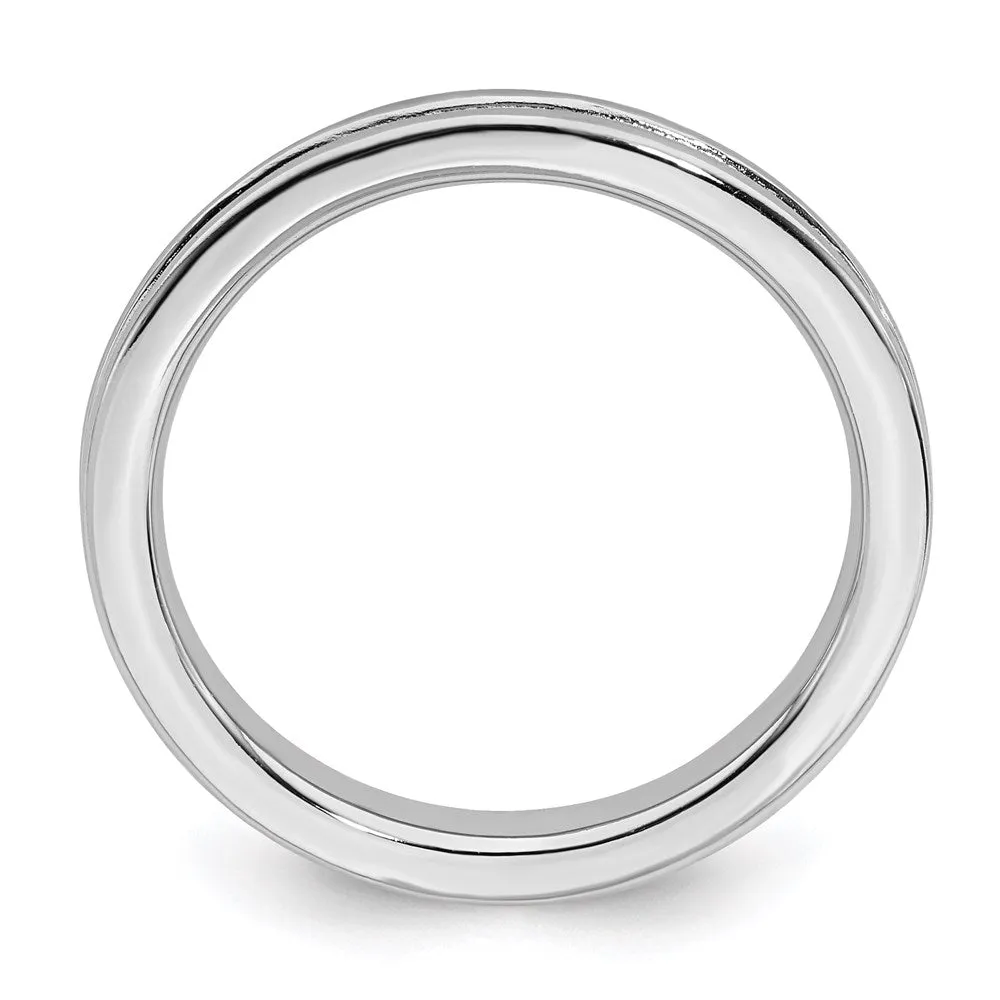 Stackable Expressions Jewelry Sterling Silver Stackable Expressions Rhodium Grooved Ring | QSK227