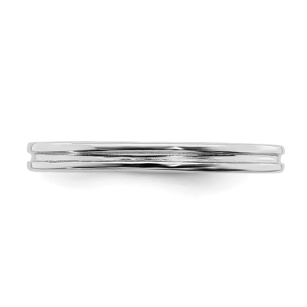 Stackable Expressions Jewelry Sterling Silver Stackable Expressions Rhodium Grooved Ring | QSK227