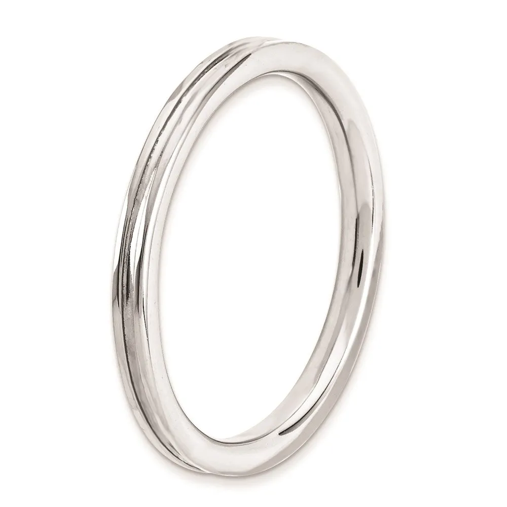 Stackable Expressions Jewelry Sterling Silver Stackable Expressions Rhodium Grooved Ring | QSK227