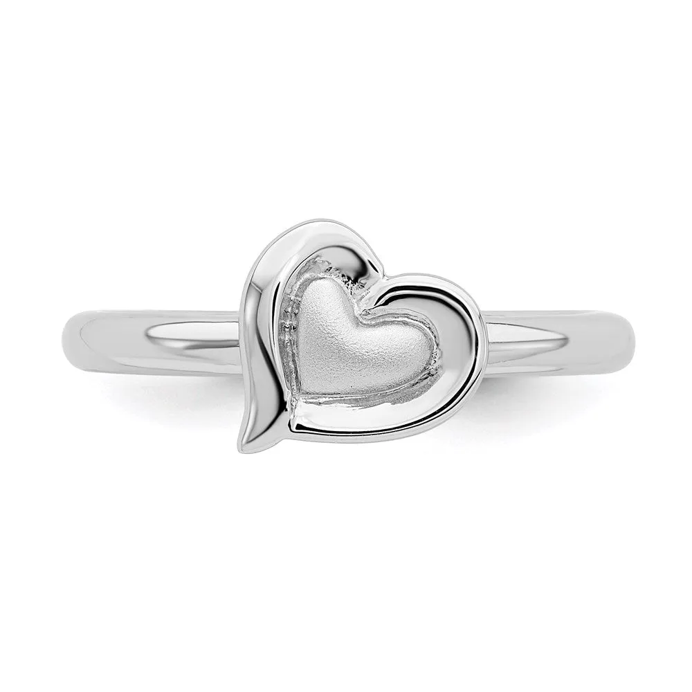 Stackable Expressions Jewelry Sterling Silver Stackable Expressions Rhodium Heart Ring | QSK1623