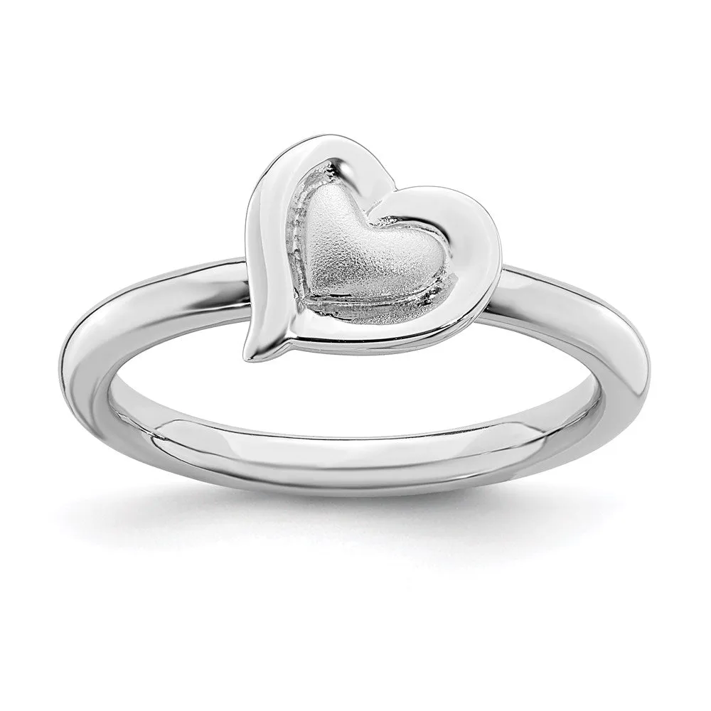 Stackable Expressions Jewelry Sterling Silver Stackable Expressions Rhodium Heart Ring | QSK1623