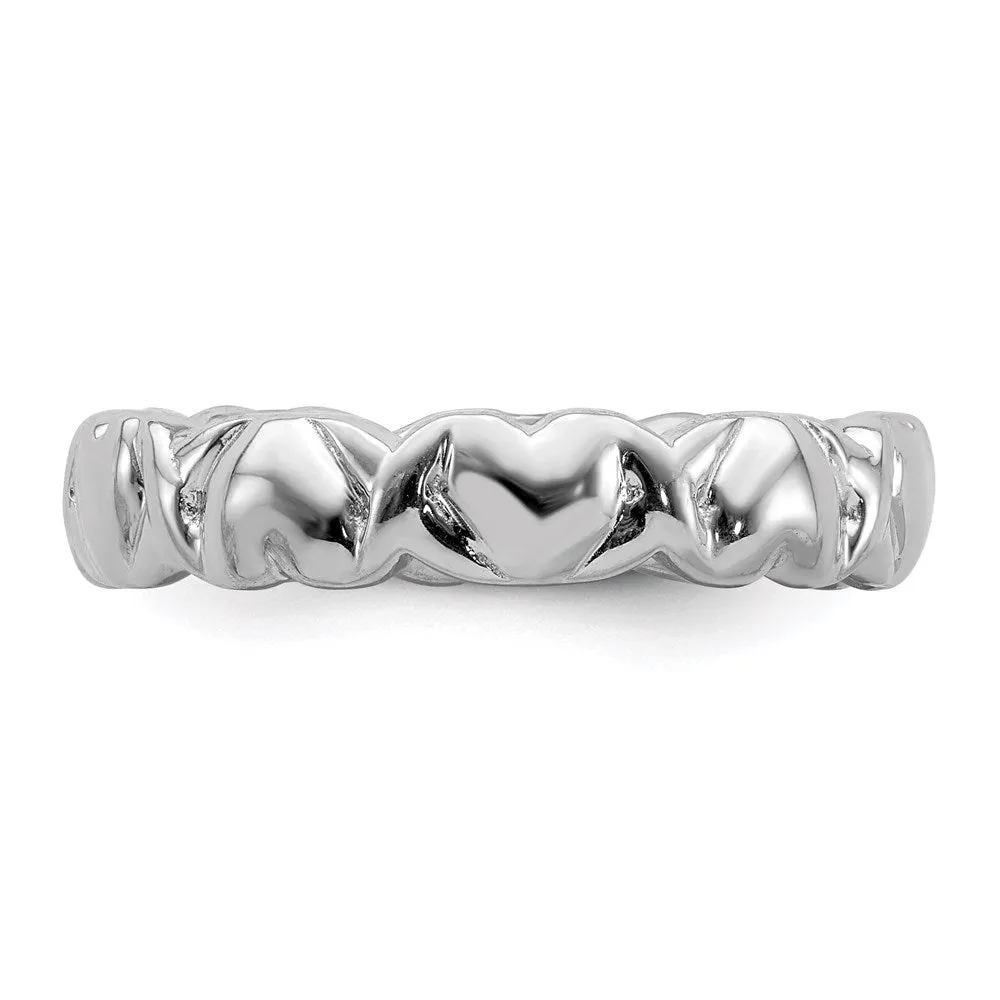 Stackable Expressions Jewelry Sterling Silver Stackable Expressions Rhodium Hearts Ring | QSK283
