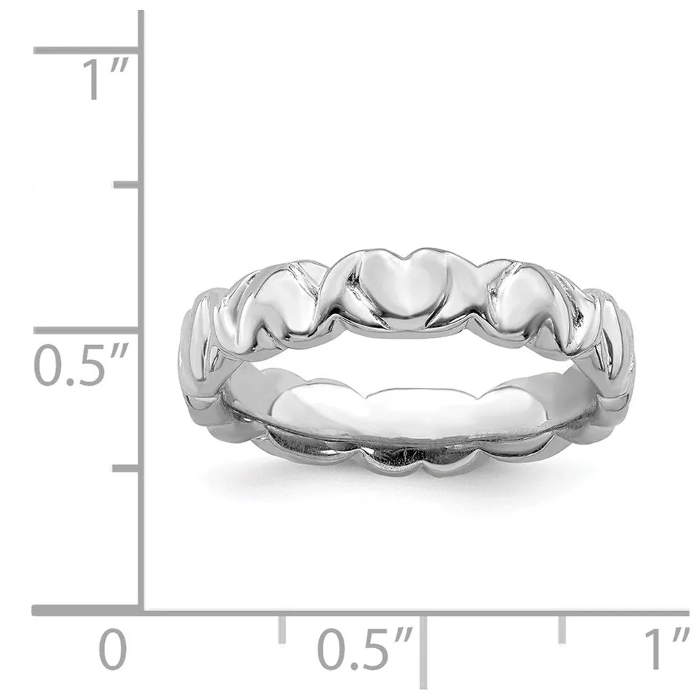Stackable Expressions Jewelry Sterling Silver Stackable Expressions Rhodium Hearts Ring | QSK283