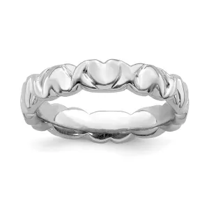 Stackable Expressions Jewelry Sterling Silver Stackable Expressions Rhodium Hearts Ring | QSK283
