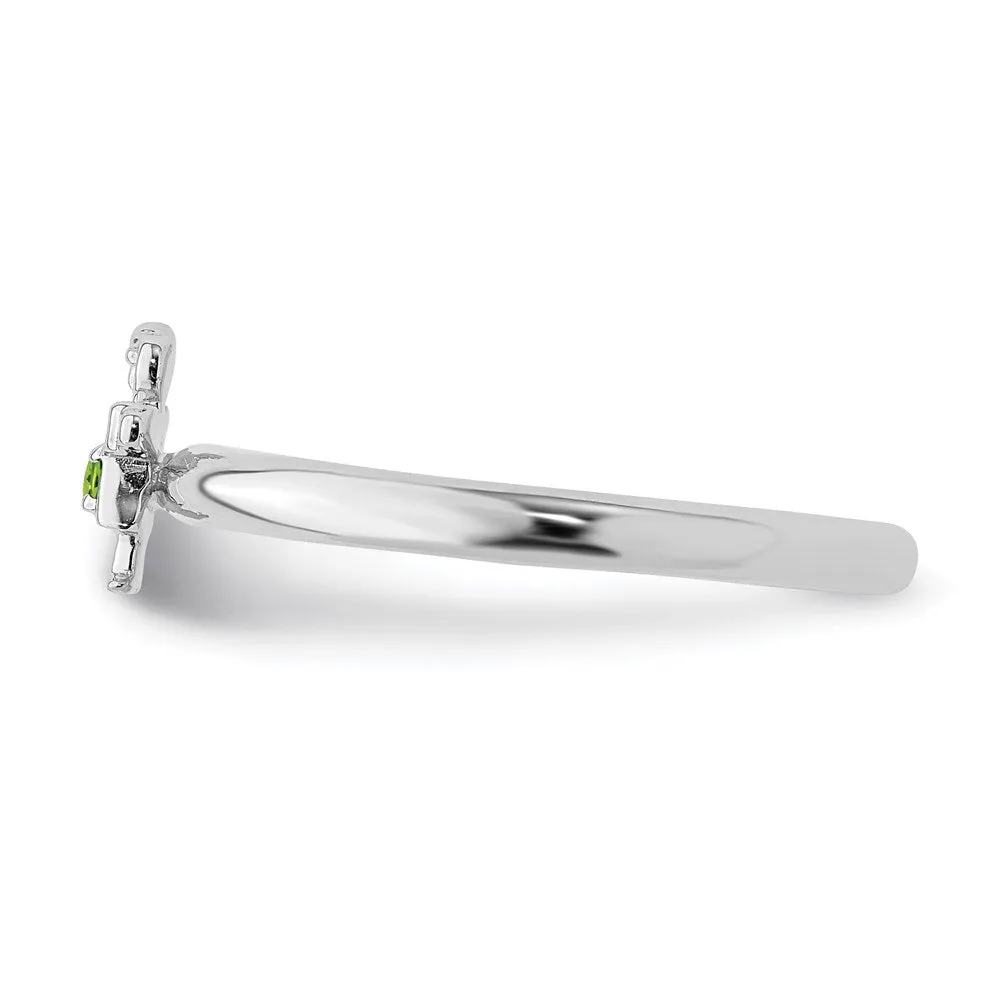 Stackable Expressions Jewelry Sterling Silver Stackable Expressions Rhodium Peridot Girl Ring | QSK1930