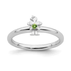 Stackable Expressions Jewelry Sterling Silver Stackable Expressions Rhodium Peridot Girl Ring | QSK1930