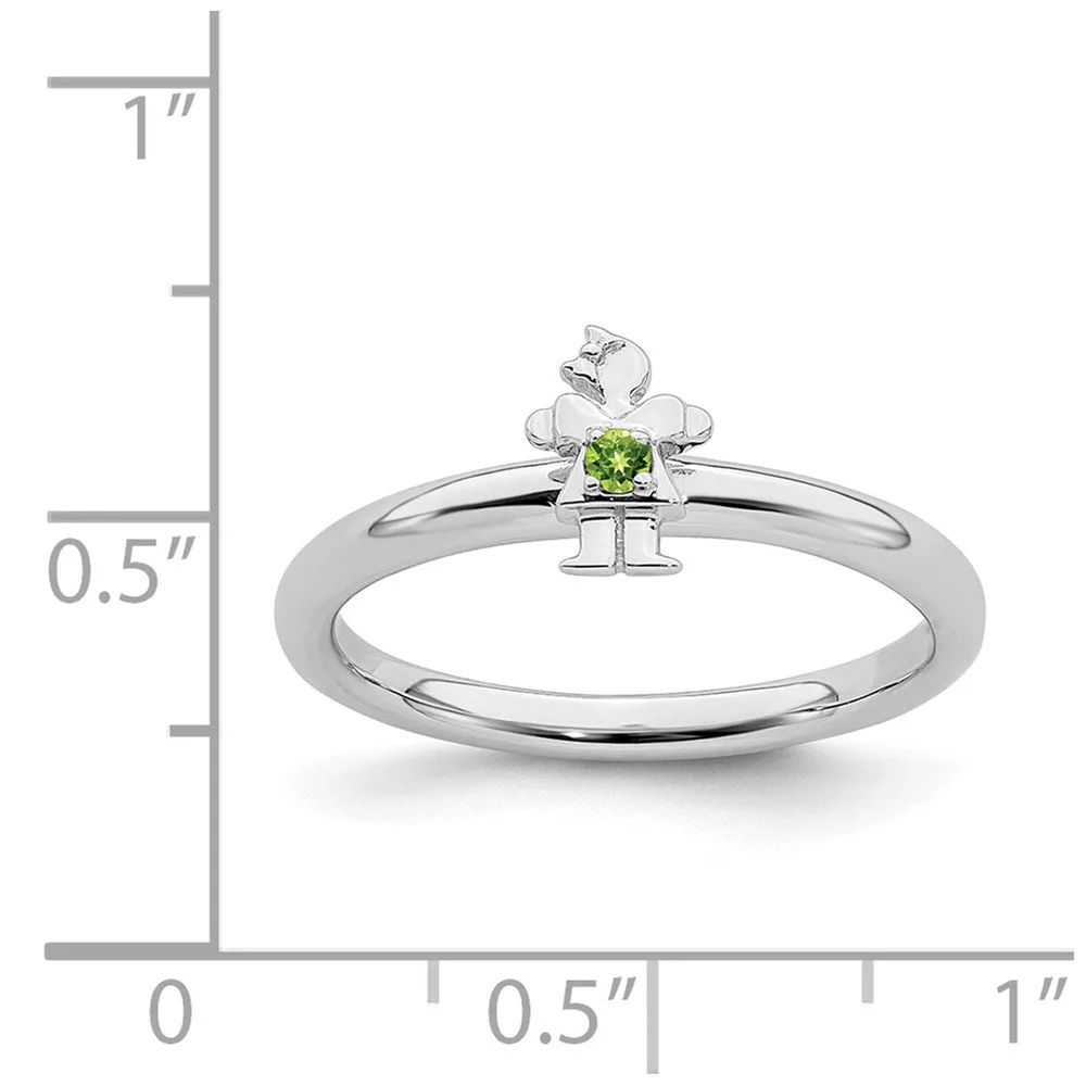 Stackable Expressions Jewelry Sterling Silver Stackable Expressions Rhodium Peridot Girl Ring | QSK1930