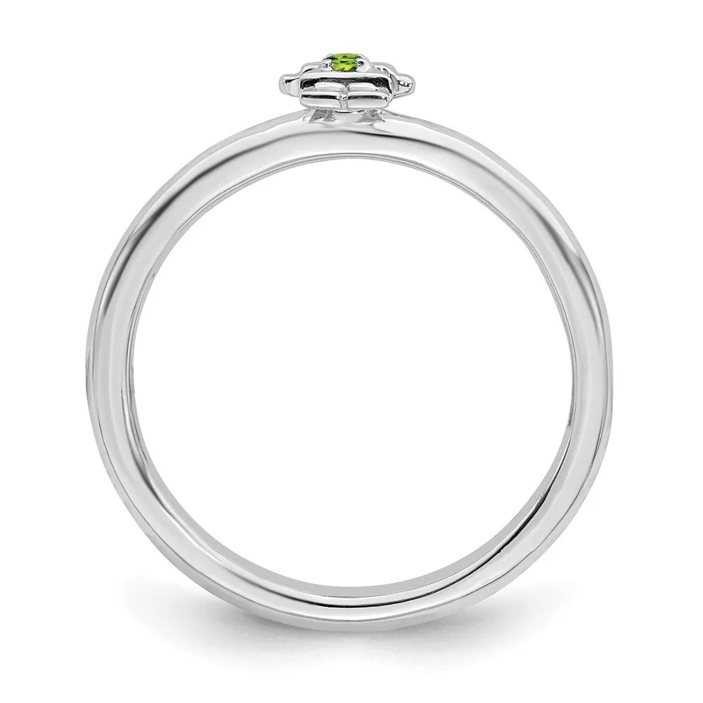 Stackable Expressions Jewelry Sterling Silver Stackable Expressions Rhodium Peridot Girl Ring | QSK1930