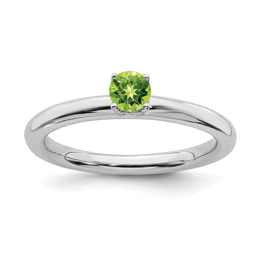 Stackable Expressions Jewelry Sterling Silver Stackable Expressions Rhodium Peridot Ring | QSK1906