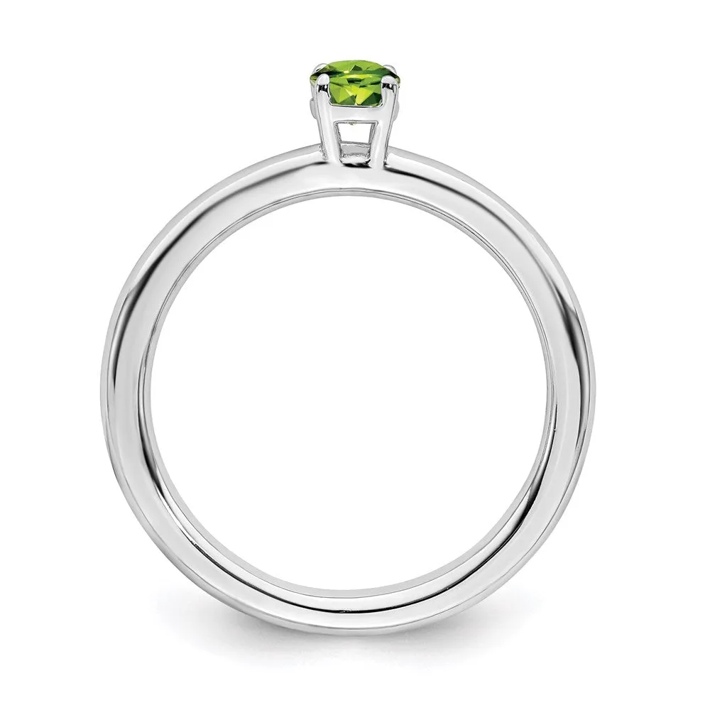 Stackable Expressions Jewelry Sterling Silver Stackable Expressions Rhodium Peridot Ring | QSK1906