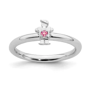 Stackable Expressions Jewelry Sterling Silver Stackable Expressions Rhodium Pink Tourmaline Boy Ring | QSK1920