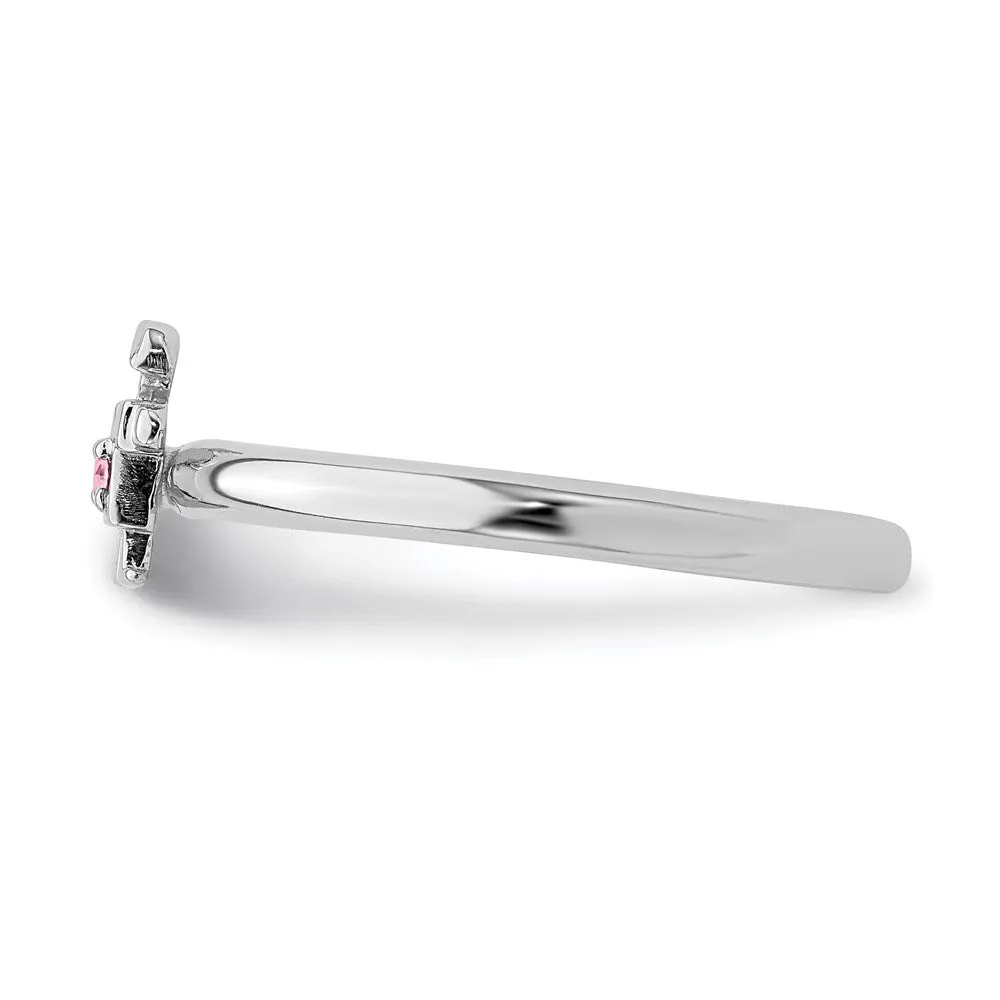 Stackable Expressions Jewelry Sterling Silver Stackable Expressions Rhodium Pink Tourmaline Boy Ring | QSK1920
