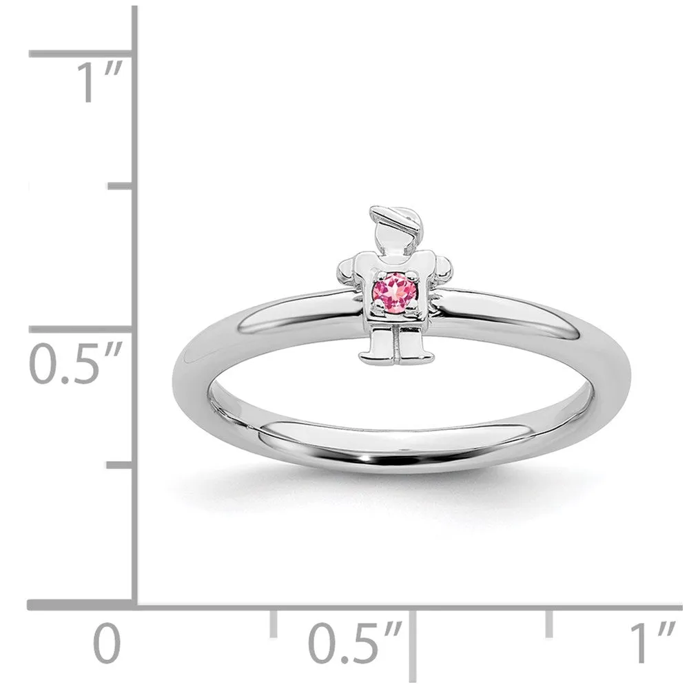 Stackable Expressions Jewelry Sterling Silver Stackable Expressions Rhodium Pink Tourmaline Boy Ring | QSK1920