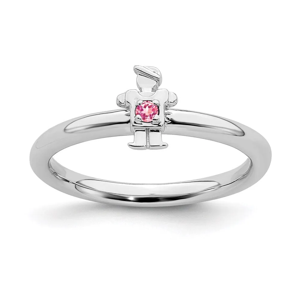 Stackable Expressions Jewelry Sterling Silver Stackable Expressions Rhodium Pink Tourmaline Boy Ring | QSK1920