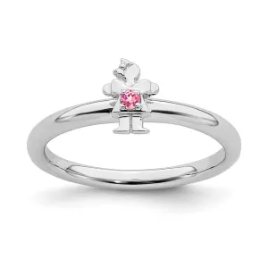 Stackable Expressions Jewelry Sterling Silver Stackable Expressions Rhodium Pink Tourmaline Girl Ring | QSK1932