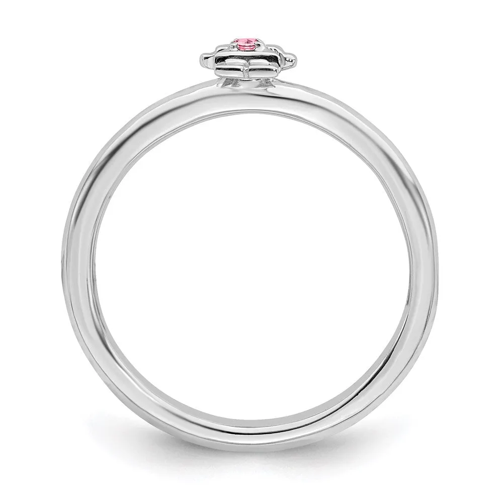 Stackable Expressions Jewelry Sterling Silver Stackable Expressions Rhodium Pink Tourmaline Girl Ring | QSK1932