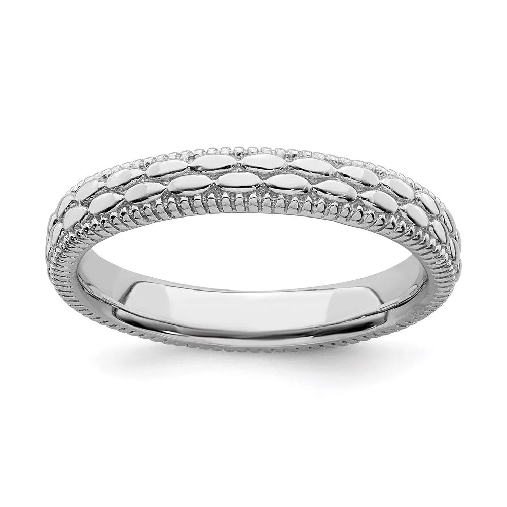 Stackable Expressions Jewelry Sterling Silver Stackable Expressions Rhodium-plated Patterned Ring | QSK1566